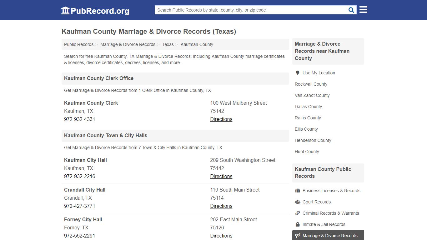 Kaufman County Marriage & Divorce Records (Texas)